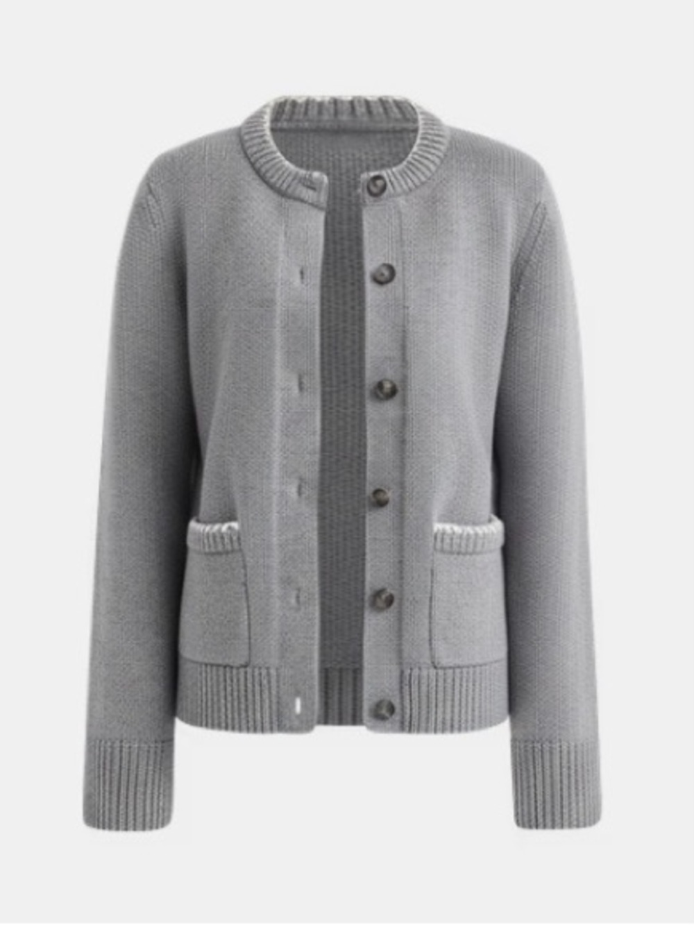 Loft: Tipped Waisted Patch Pocket Cardigan